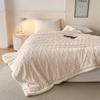 Plush Fleece Double-Layer Multifunctional Blanket Diamond Striped Spring Autumn Warm Sofa Throws Blankets Soft Comforter for Bed