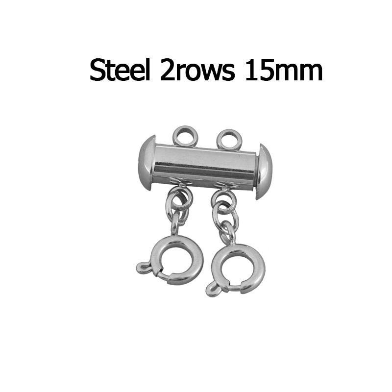 LOULEUR Stainless Steel Spring Buckle Lobster Clasps Connectors Slide Tube Lock Spacer Clasp Multi Strands Magnetic wholesale
