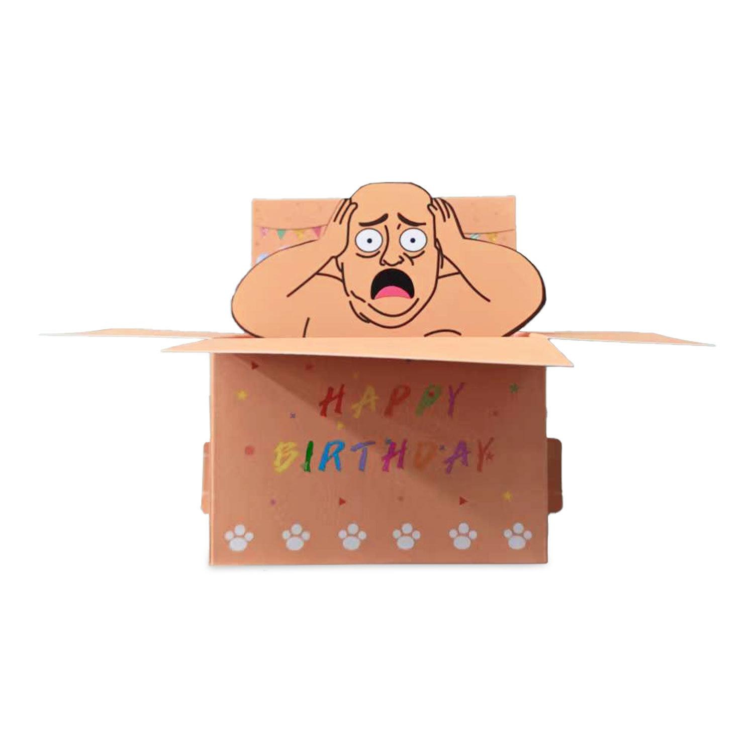 

2025 New Hilarious Happy Birthday Pop-Up Card - Humorous 3D Character Design with Heart Balloons & Confetti, Whimsical Card