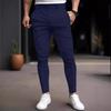 Men Solid Color Elastic Casual Tapered Long Pants