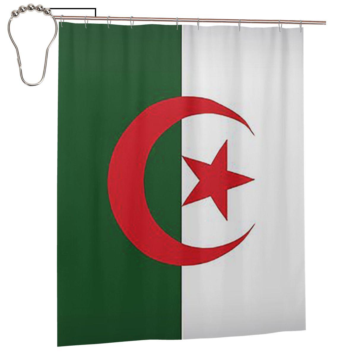 

Algeria Official Flag Of Algeria Shower Curtain Bathroom Polyester Waterproof Bath Curtains With Hooks W60H190(CM)-1 Pcs