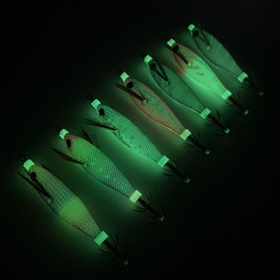 8cm/6g Luminous Shrimp Bait Sharp Squid Hook Simulation 3D Fisheye Jigging Fishing Outdoor