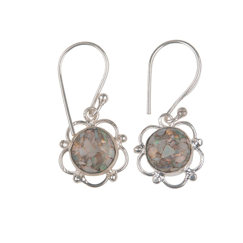 Natural Ethiopian Opal Copper Gemstone 925 Sterling Silver Jewelry Earrings1.40" EE-56-34