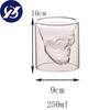 Tazza da Caffè Tazza in Vetro a Doppia Parete con Testa di Teschio di Cristallo W skey Vino Vodka Bar Club Bicchiere da Birra Vino