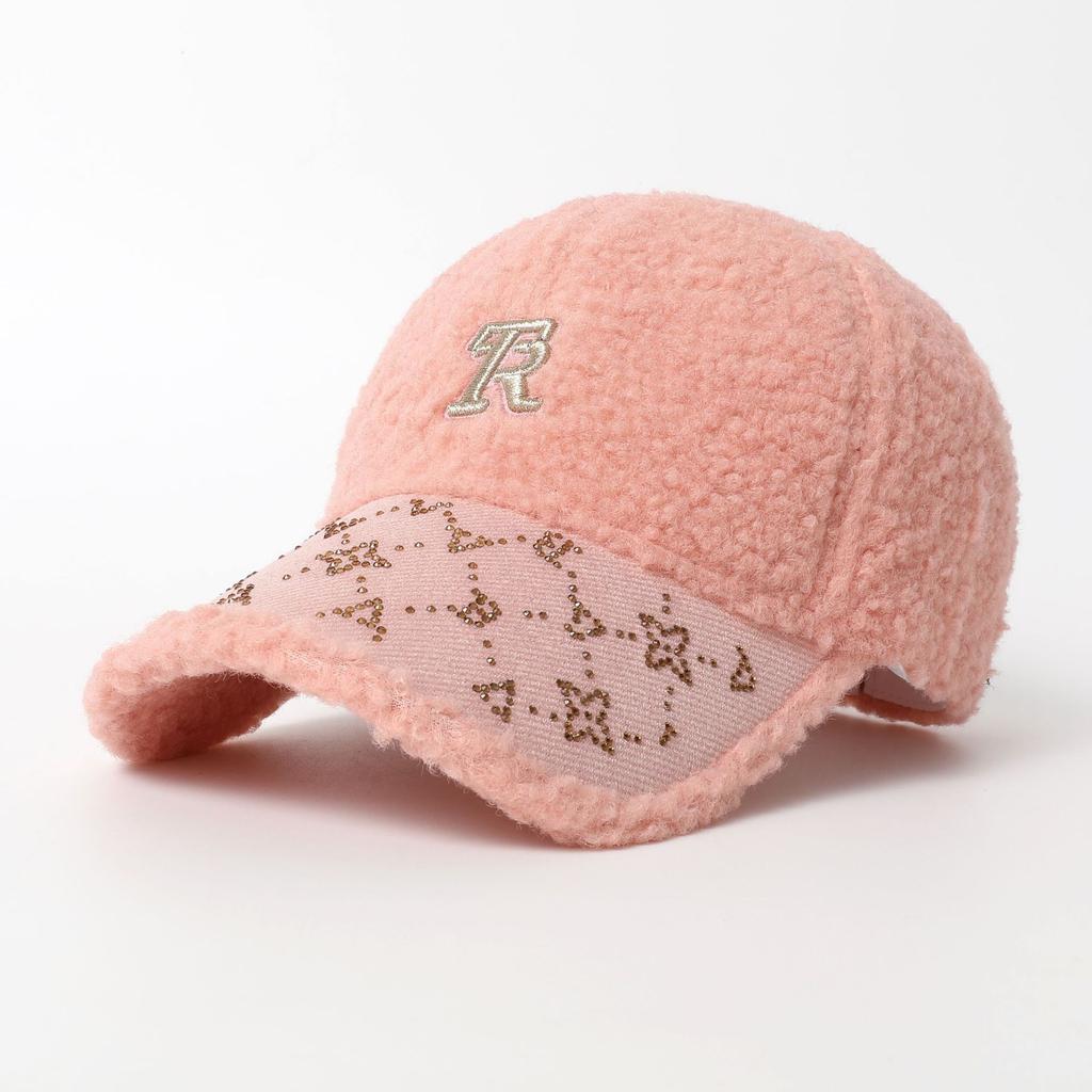 New Winter Plush Warm Embroidered Letter Baseball Cap for Women, Versatile Winter Duckbill Cap That Highlights The Face