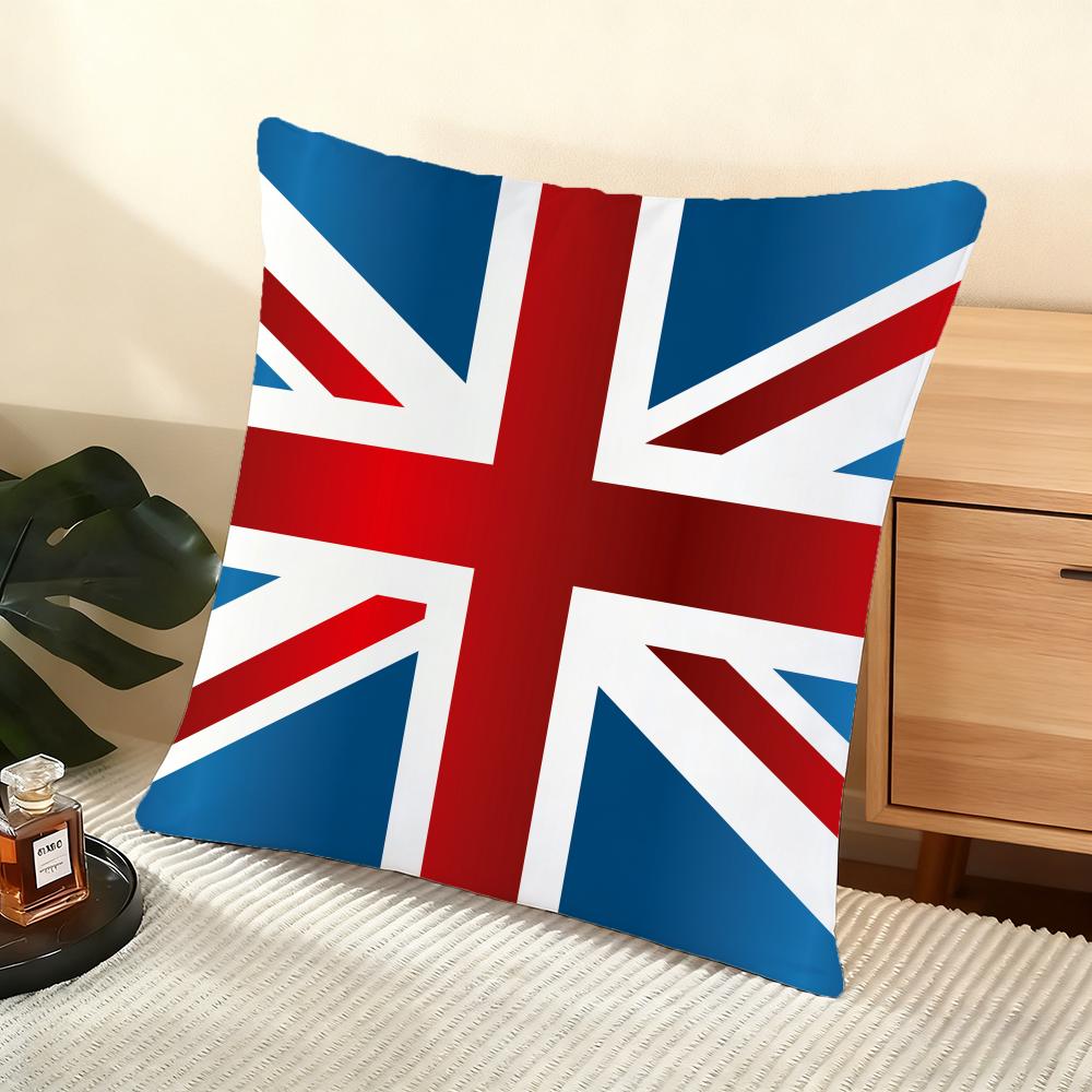 Union Jack Flag Cushion Cover Soft Short Plush Pillow Cover Smooth Cozy Texture Aesthetic Cushion Case Home Decor