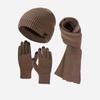 Thick Velvet Warm Windproof Three-Piece Set Big Head Circumference Knitted Hat Long Scarf Touch Screen Gloves