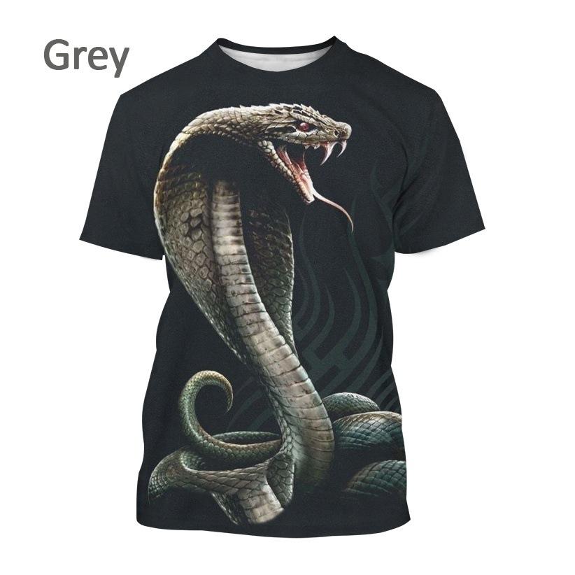 Summer Fashion 3D Printed Snake Shaped T-shirt for Men's Street Top Cool Casual Round Neck Short Sleeve T-shirts