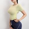 Basic Style Quick-Drying Exercise Short Sleeves Women's Summer Fashion Tight High Waist Short round Neck Tops Running Training Yoga Clothes