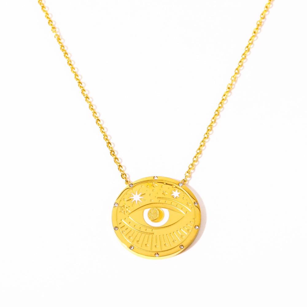 Hainon Stainless Steel Necklace Sweater Chain Sun Moon Stars Pendant Necklace