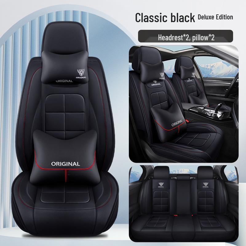 Universal Full-Surround Leather Car Seat Covers - Breathable, Wear-Resistant, Dirt-Resistant, Four-Season, for Five Seats.