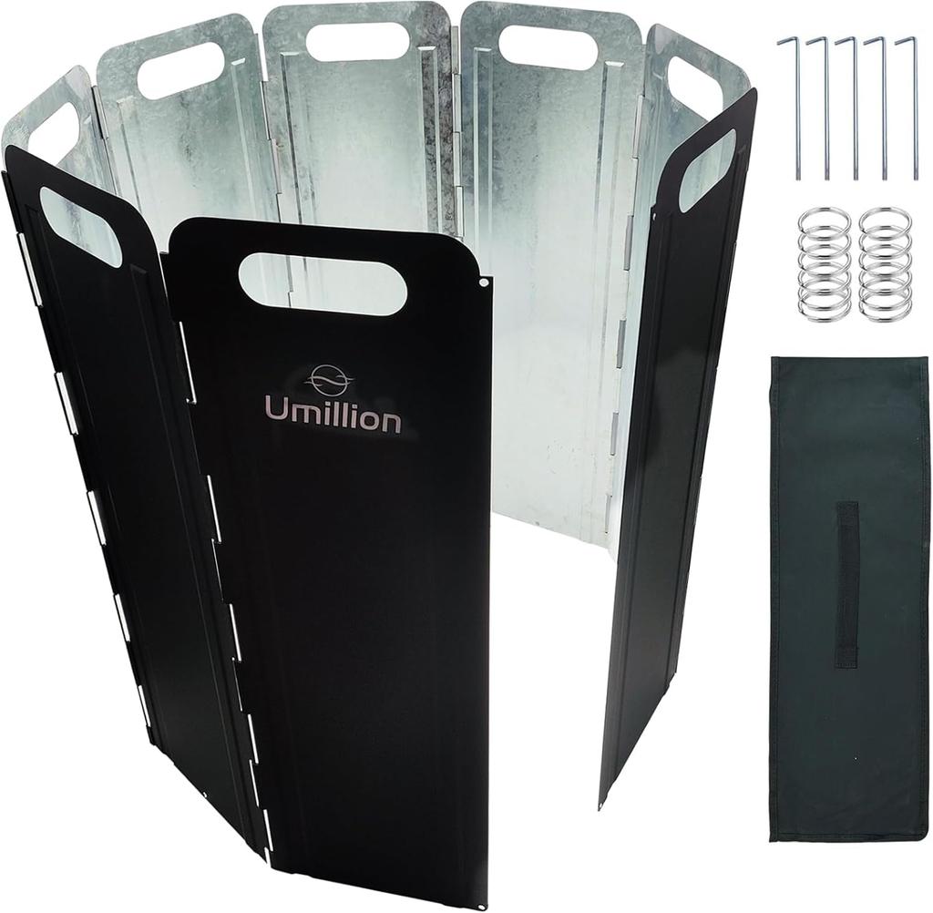 Umillion Windscreen Bonfire Large Bonfire Galvanized Outdoor Bonfire Pit Includes Fixings and Storage Bag and 60cm Reflector, Windbreak,