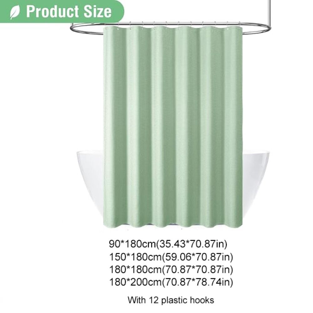 Mildew-proof Plain Waffle Shower Curtain Solid Color Bathroom Partition Curtain  Hotel