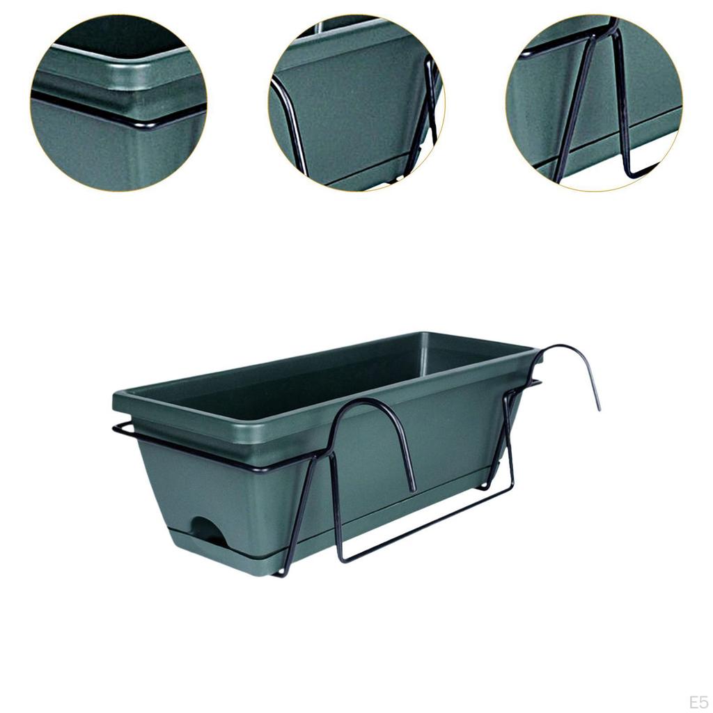 Balkon Çiti Asılı Saksı 17x7.4x5.9 İnç Çıkarılabilir Tepsi Kolay Kurulum Çok Amaçlı Saksı