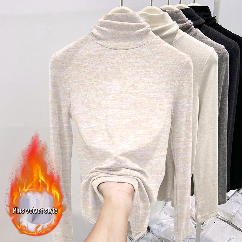2025 Women's Plush High Neck Thick Winter Slim Fit Long Sleeve Base Layer Top