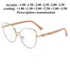 54-17 New Metal Women's Cat Eye Anti-blue Light Reading Glasses Frame Fashionable Metal Myopia Prescription Customization