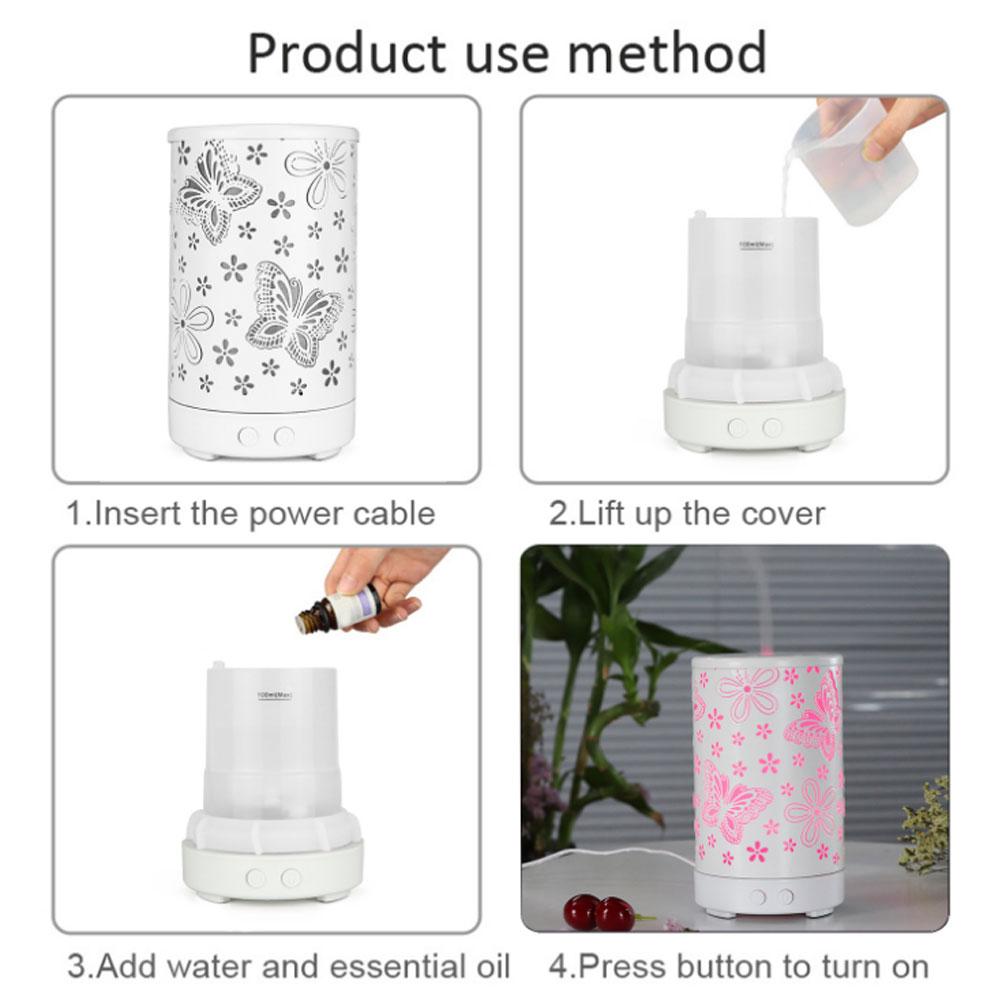 100ml Humidifier Essential Oil Diffuser Air Freshener with Colorful Light for Bedroom Office