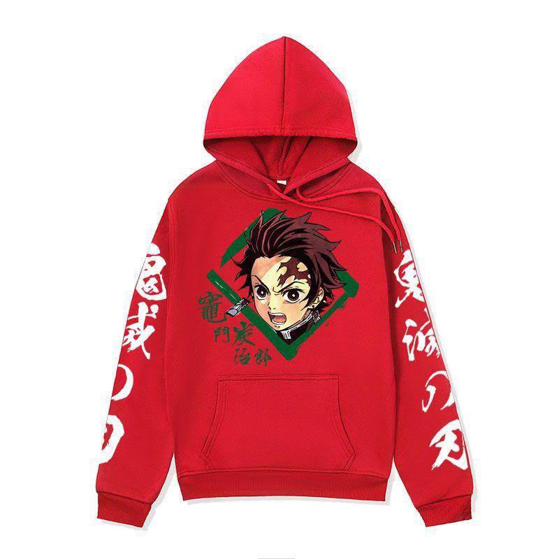Anime Demon Slayer Hoodie Mens Winter Fleece Lined Oversized Casual Streetwear Pullover