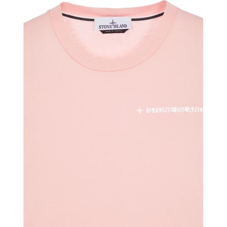 STONE ISLAND T-shirt da uomo con stampa logo SS23, girocollo, manica corta, rosa 78152NS83-V0080
