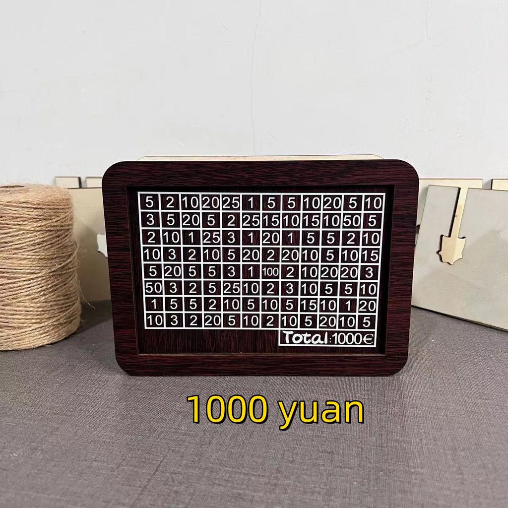 1000/2000/3000/5000/10000 Euro Money Box Desktop Wooden Savings Jar Ornament Savings Plan Currency and Coins Can be Stored