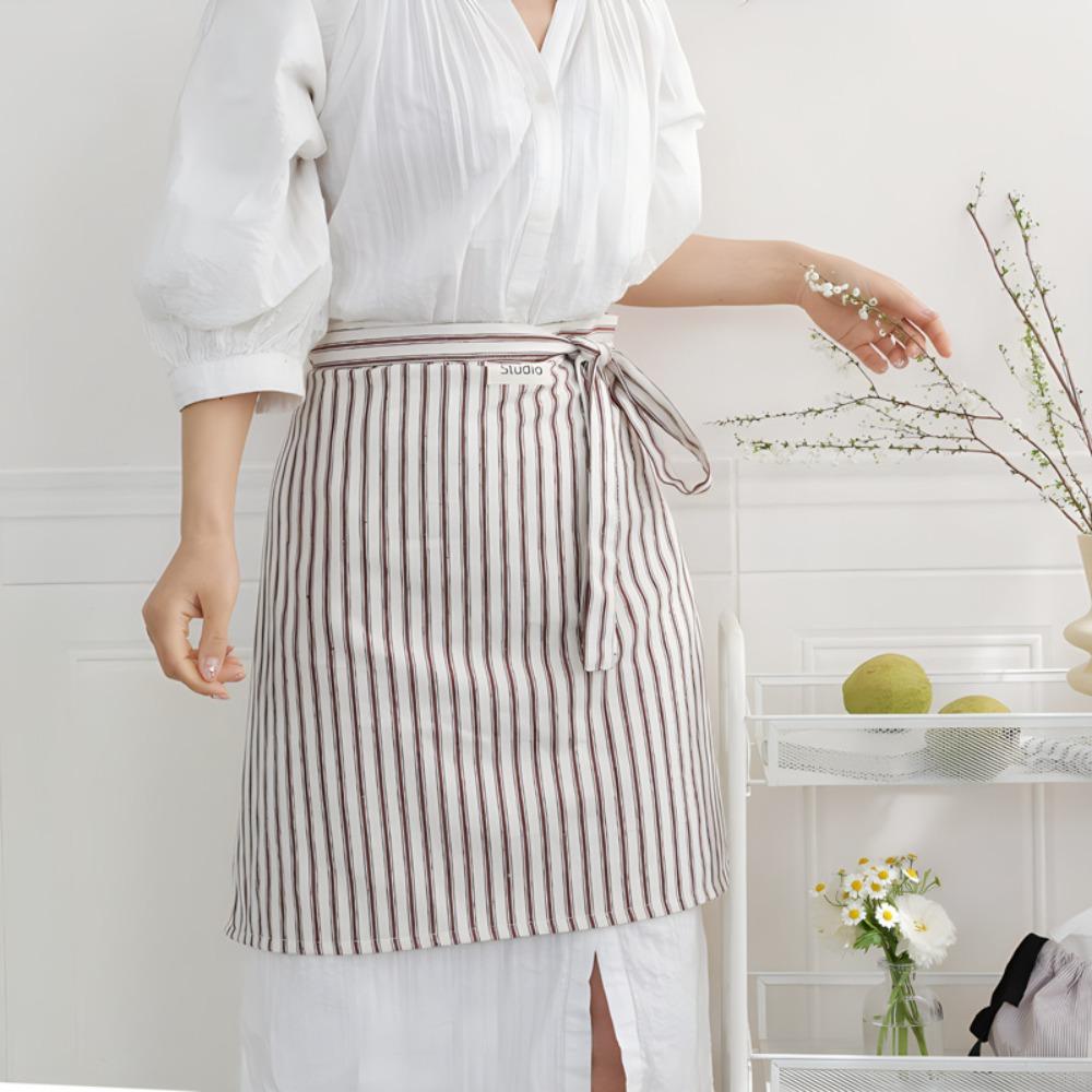 Elegant Waist Apron Cotton Cooking Half Apron Home Use Cafes Apron  Hotel