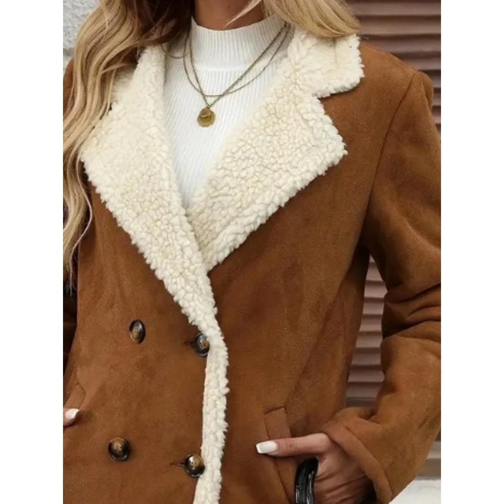 Abrigo de Invierno para Mujer Ropa Forro Polar Gamuza Medio Largo de Lana Casual Solapa de Muesca Chaqueta Cálida