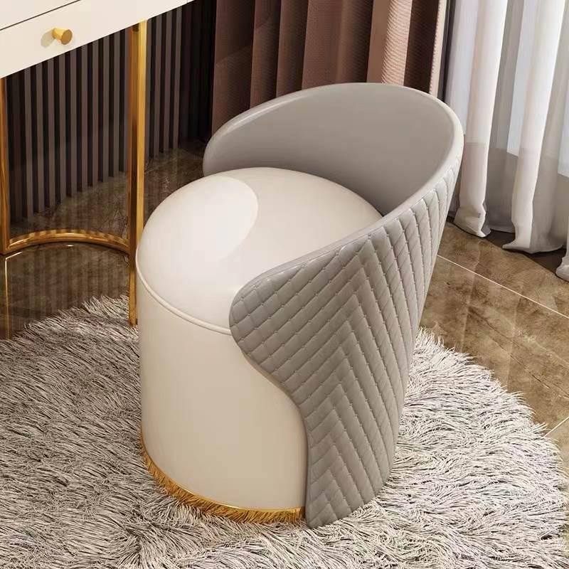 Same Day Delivery Luxurious Bedroom Vanity Stool: Solid Wood Swivel Makeup Chair with Backrest