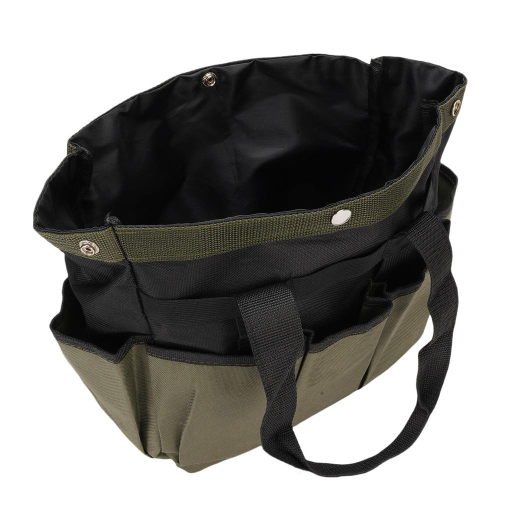 Garden Tool Bag Green 600D Oxford Cloth Splash Proof PE Board Bottom Gardening Bag with Multiple Pockets Compartments for Outdoor