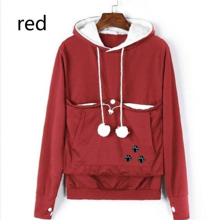 Känguru Haustierhalter Kapuzenpullover Partner Pullover Katze mit Ohren Langarm Große Tasche Pullover Meow Planet Design