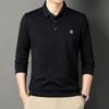 Men's Long-sleeved T-shirt Spring New Korean Fashion Casual Solid Color Lapel Long-sleeved Daddy POLO Shirt