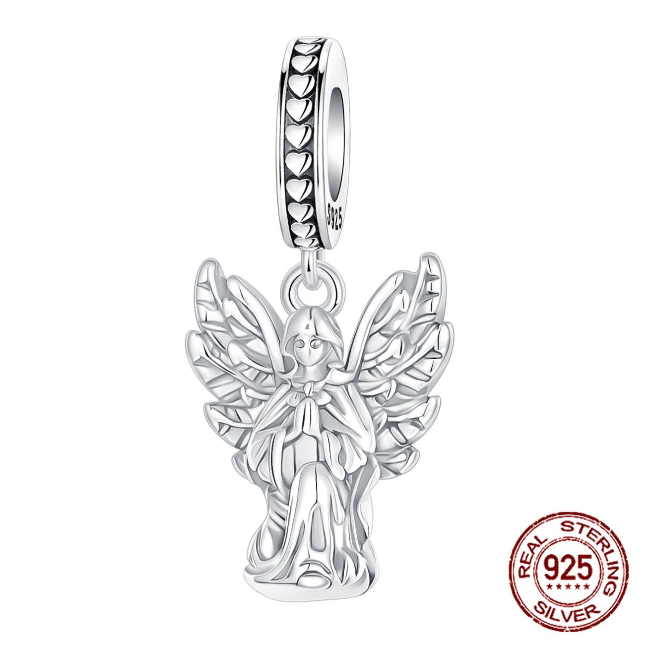 

copper Religious Good Wishes Guardian Angel Pendant Charm Compatible With Authentic Charm Bracelets Women Do It Yourself Jewellery Gift