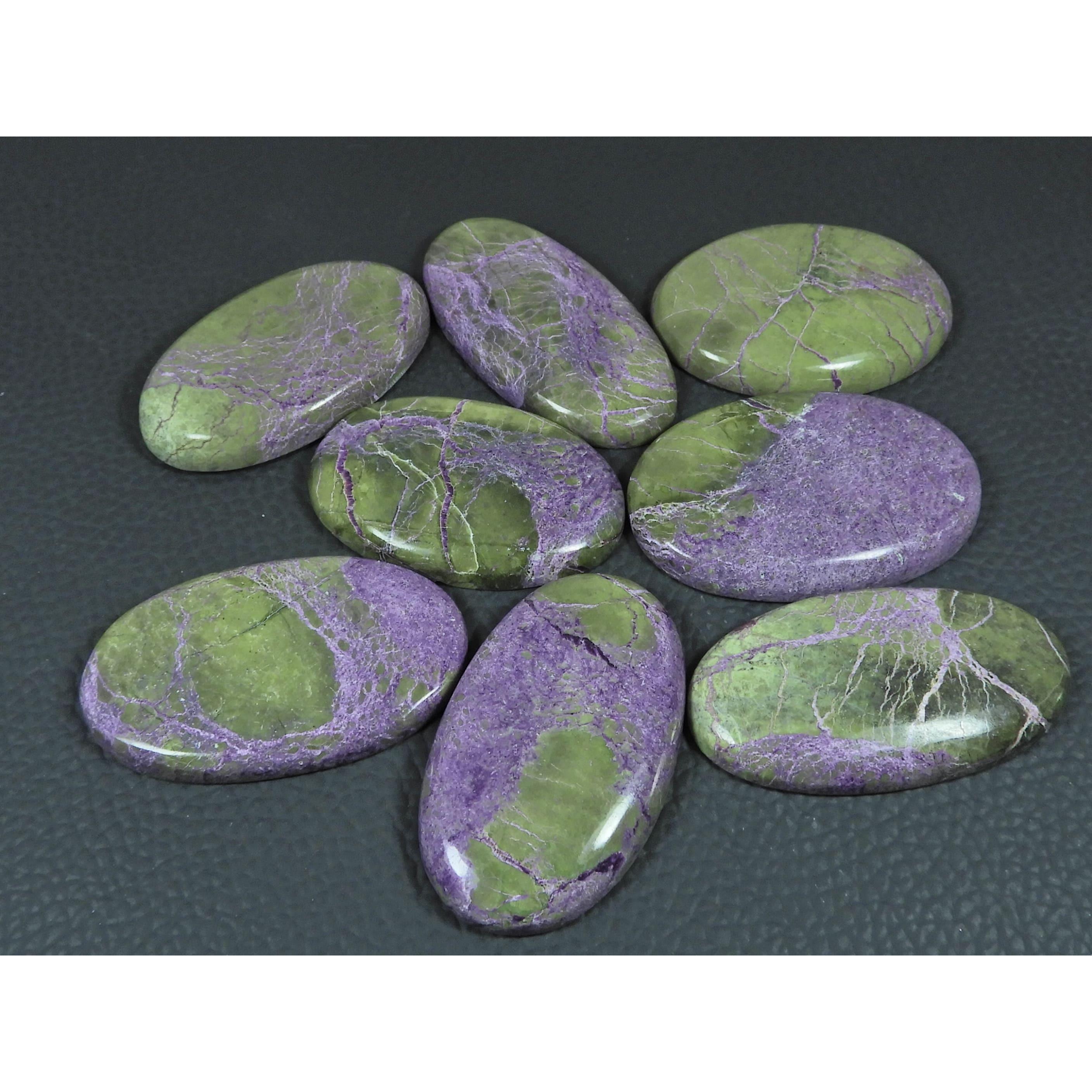 08 Pcs Natural Stichtite Oval Shape Cabochon Loose Gemstone 360 Cts. Lot C-2986