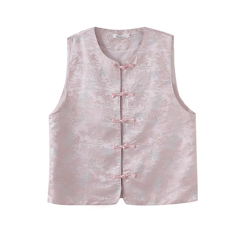 New Jacquard Buckle Vest Women's High-end Design Sense Retro Banquet Outside Vest