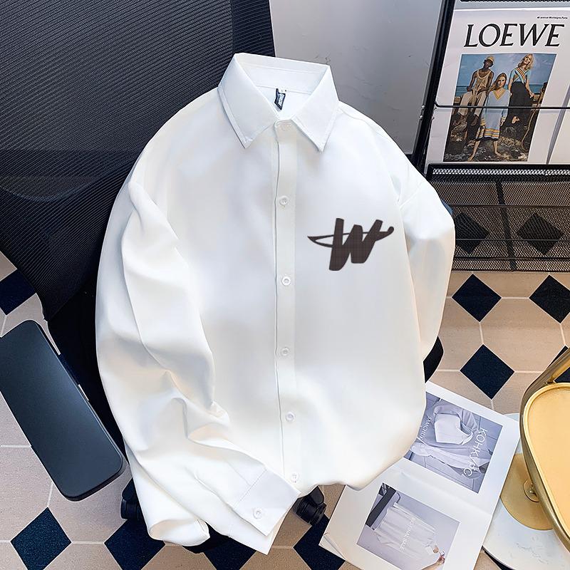 

Мужская рубашка с длинным рукавом в японском ретро-стиле колледжа - Весенне-осенняя, свободного кроя, с модной драпированной подкладкой 3XL