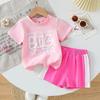 Girls' 3D Letter T-shirt & Shorts Summer Fashion Toddler 4 Years+