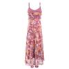 Summer European and American Women's Clothing Medium and Long Pink-printed Lotus Leaf Edge Suspender Dress