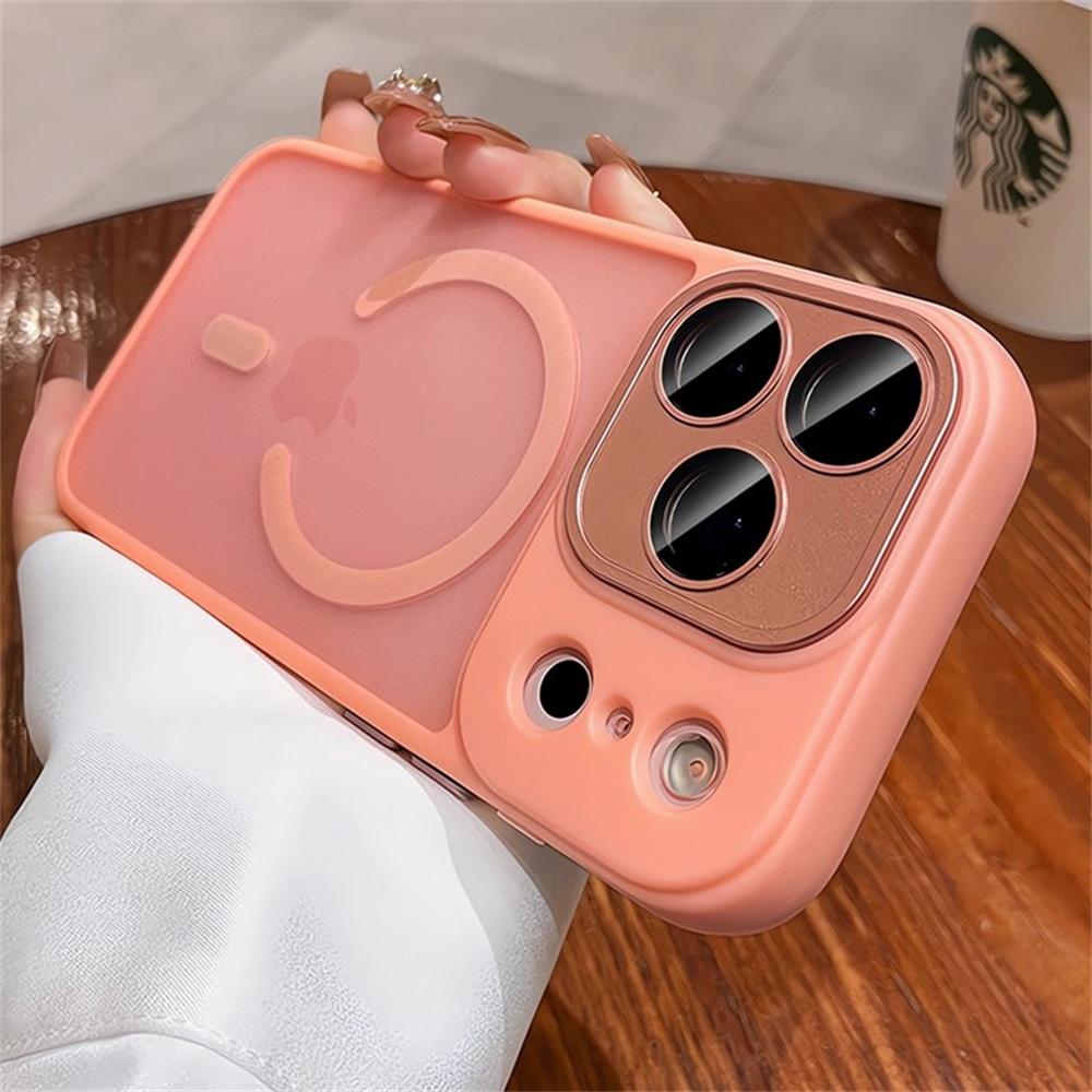 Luxusní matně průhledný kryt na telefon pro Magsafe pro iPhone 17/16/15/14/13/12 Pro Max Ochrana objektivu Air Kryt pro bezdrátové nabíjení