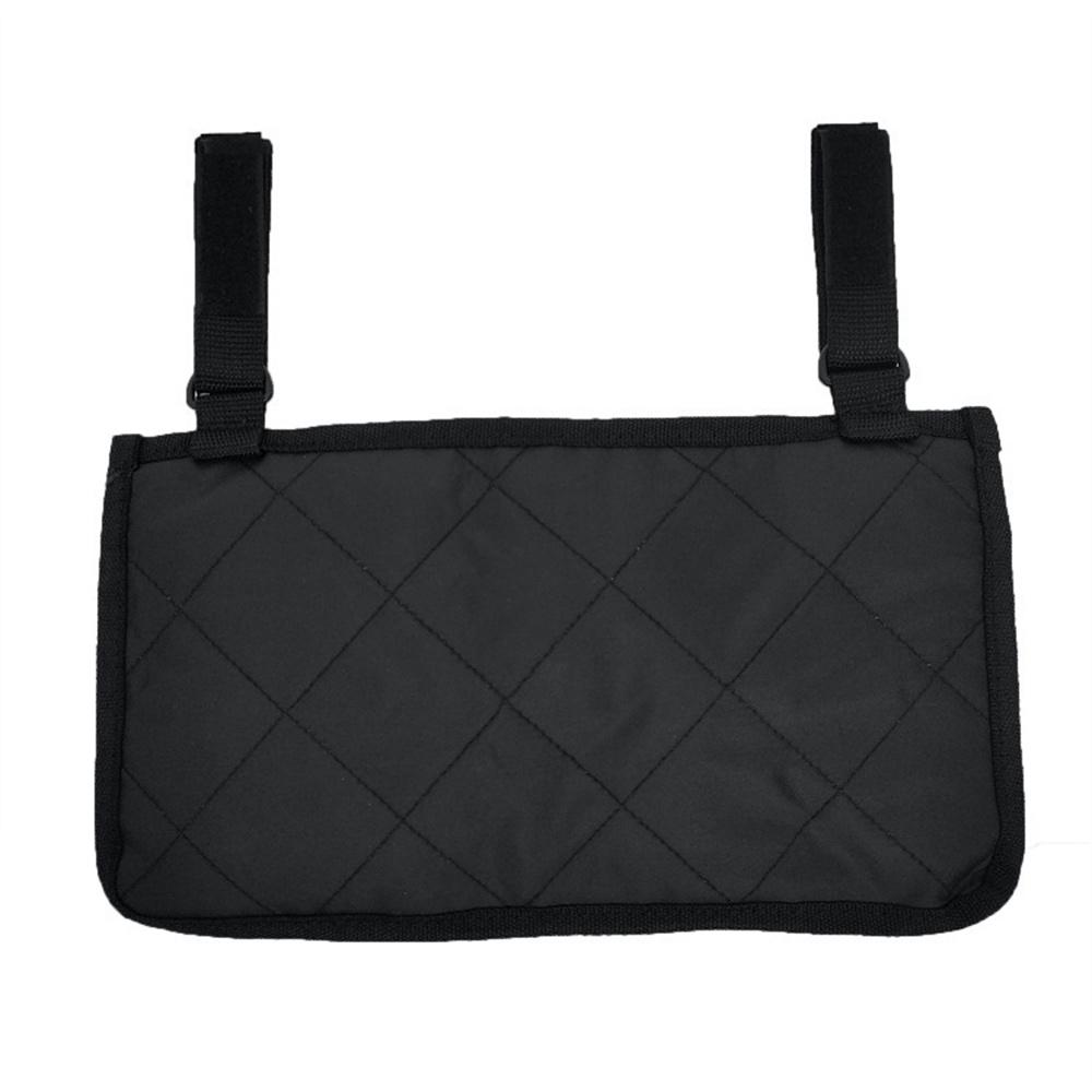 Outdoor Wheelchair Side Pocket Organizer Holder Pouch Armrest Storage Bag Black