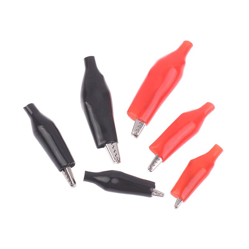 12Pcs 25/35/45Mm Metal Alligator Clip Crocodile Electrical Clamp Testing Probe Meter Black Red With Protective Insulation Cover