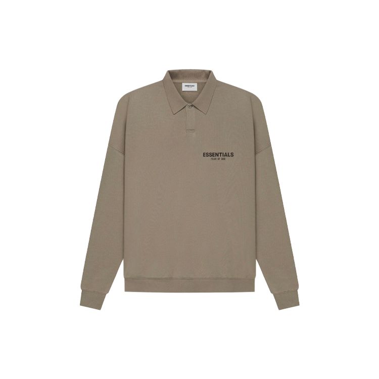 Fear Of God Essentials SS21 Лонгслив из французского терри Поло Унисекс Поло Серо-бежевый FOG-SS21-647 XXS gray