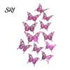 Home Atmosphere Decor 12Pcs/Set Wall Sticker 3D Hollow Butterfly Design Lightweight Easy Living Room Installation Decals Bedroom Birthday Party