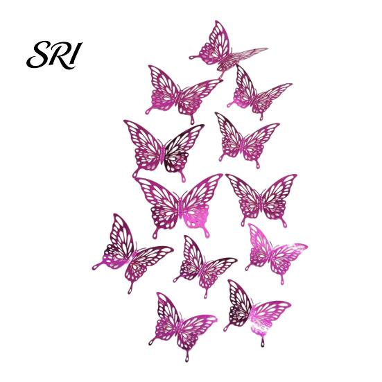 Home Atmosphere Decor 12Pcs/Set Wall Sticker 3D Hollow Butterfly Design Lightweight Easy Living Room Installation Decals Bedroom Birthday Party