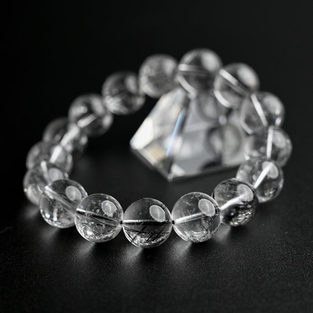 Black Rutilated Quartz Bracelet Tourmaline In 10mm 15cm Wrist Limited Natural Power Prayer Good Luck Feng Shui [Eigado] (Black Quartz) Stone, Size,