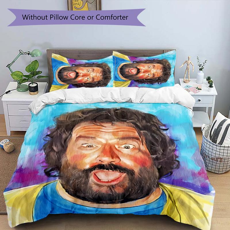 Set Lenzuola con Stampa Terence Hill e Bud Spencer 3 Pezzi Set Copripiumino include Copripiumino e Federe, Decorazione Camera da Letto Perfetta per Tutte le Stagioni & Regalo