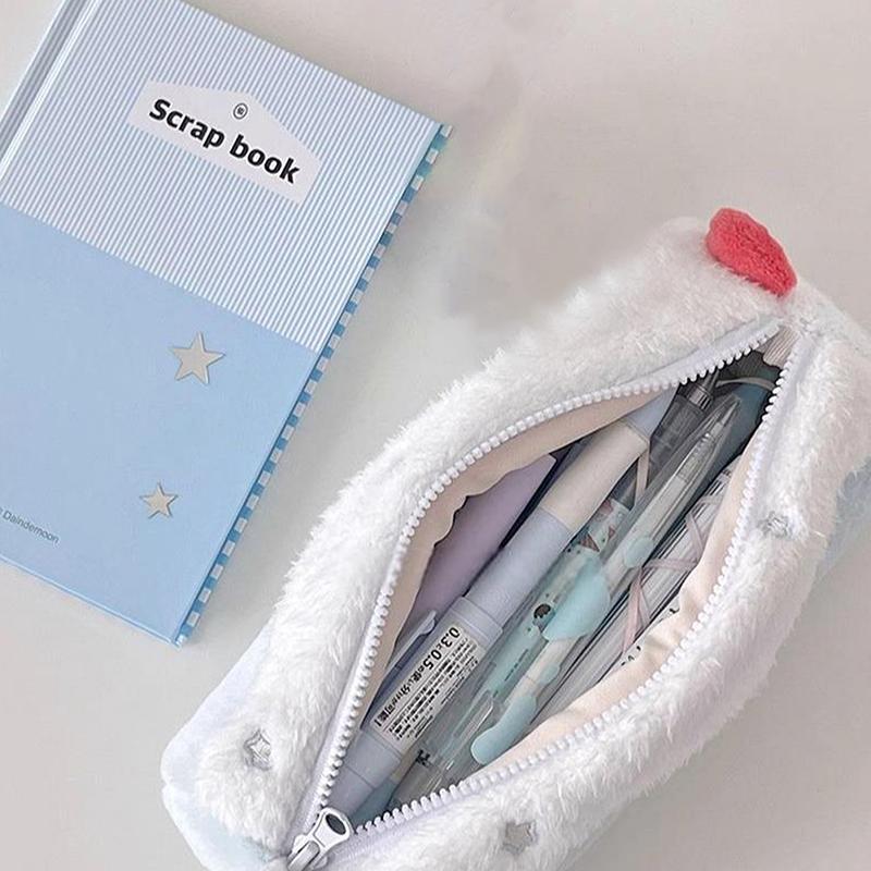 1Pc Cute Cream Swiss Roll Plush Pencil Case Large Capacity School Student Stationery Storage Bag