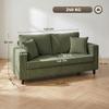 Loveseat Sofa with Wide Seat, Corduroy 2 Seater Couch with Deep Seat, Spring Cushion, Green