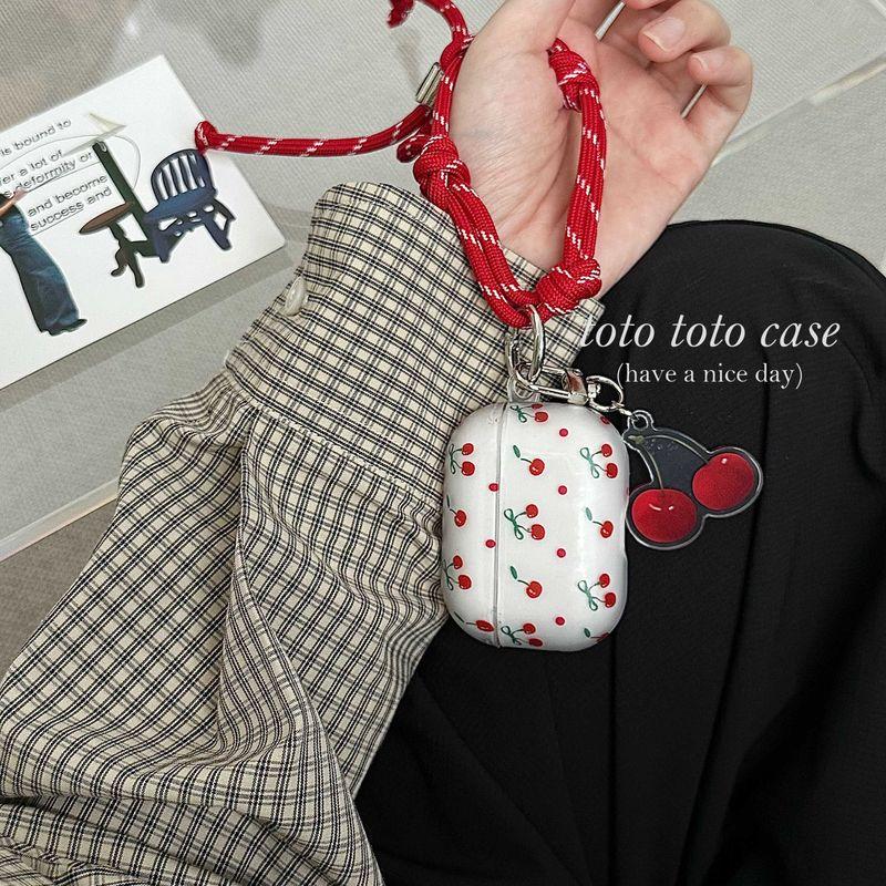 

Rope Pendant for Apple 3 Generation New Arrival Transparent Frosted Airpods1/2 Generation Silicone Soft Case Pro Drop-Resistant Protective Case Apple Airpods 3 Shell + red braided rope + pendant