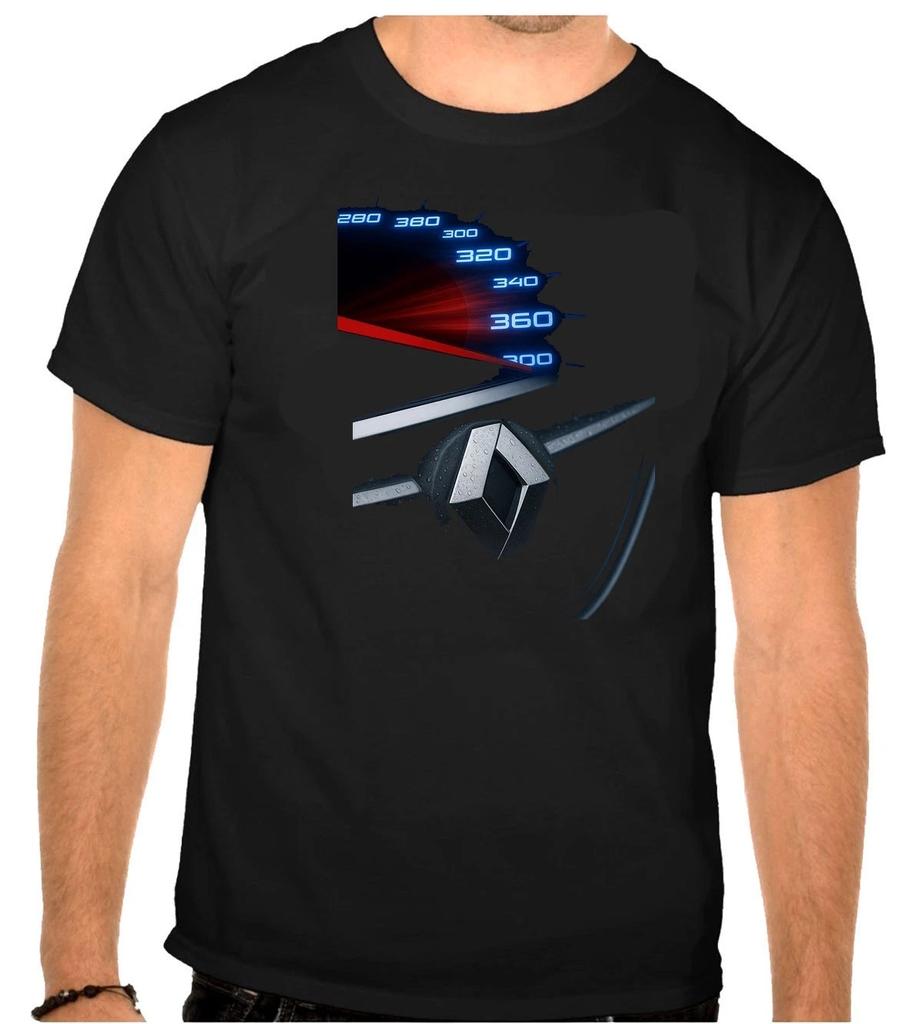 Renault Prędkościomierz Logo Samochodu Czarny T-shirt -1357-