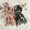 Korean Color Matching Plaid Scarf Women's Autumn and Winter Imitation Cashmere Thickened Warm Fringed Shawl High-end Versatile Scarf