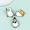 Cute Gentleman Duck Metal Brooch - Funny Action Pose Animal Pin for Bags & Clothes